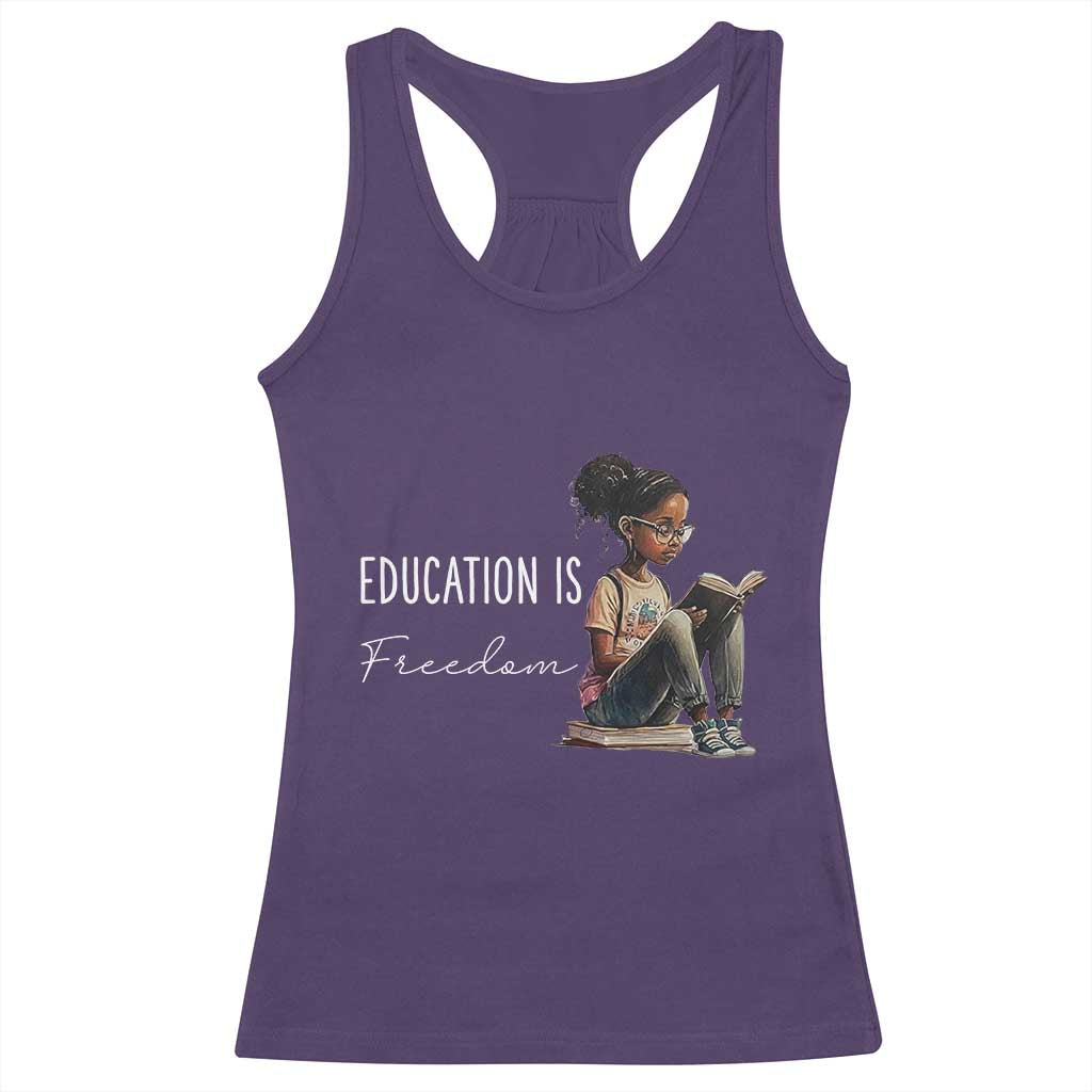 Education Freedom Racerback Tank Top Black Teacher Books TS14 Purple Print Your Wear