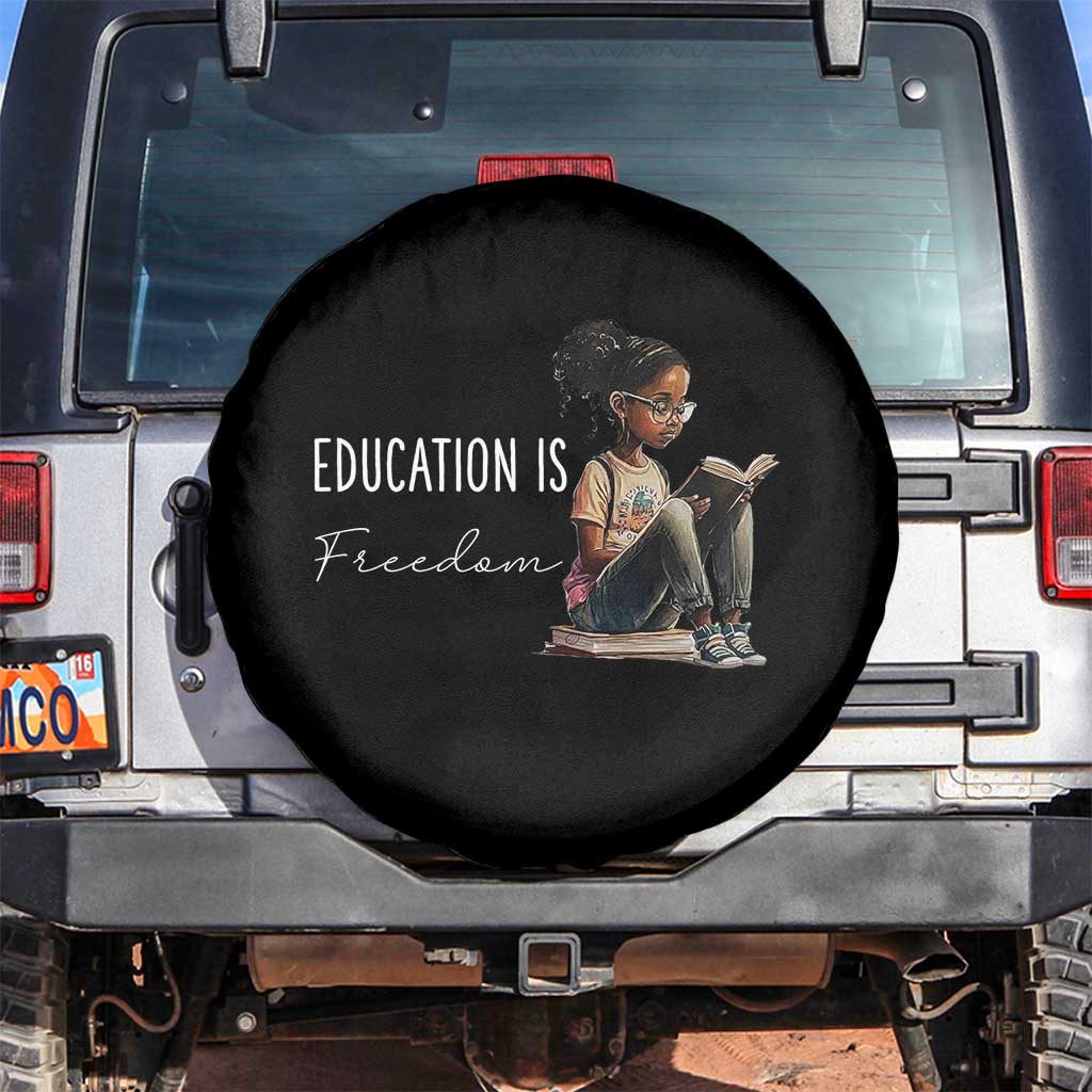 Education Freedom Spare Tire Cover Black Teacher Books TS14 No hole Black Print Your Wear