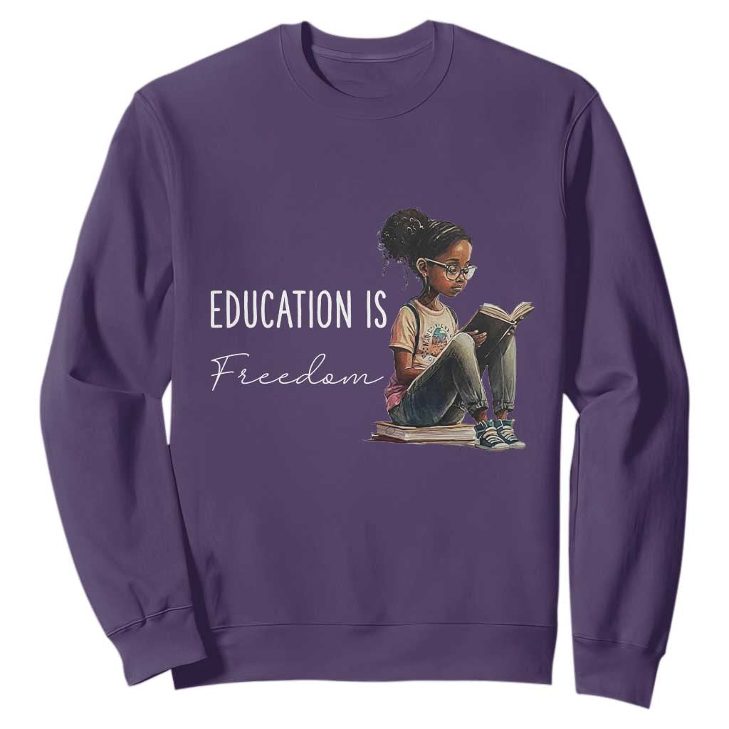 Education Freedom Sweatshirt Black Teacher Books TS14 Purple Print Your Wear