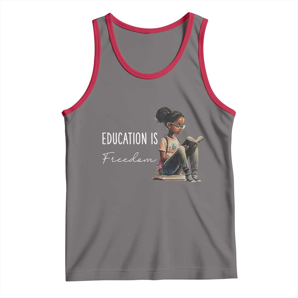 Education Freedom Tank Top Black Teacher Books TS14 Deep Heather Red Print Your Wear