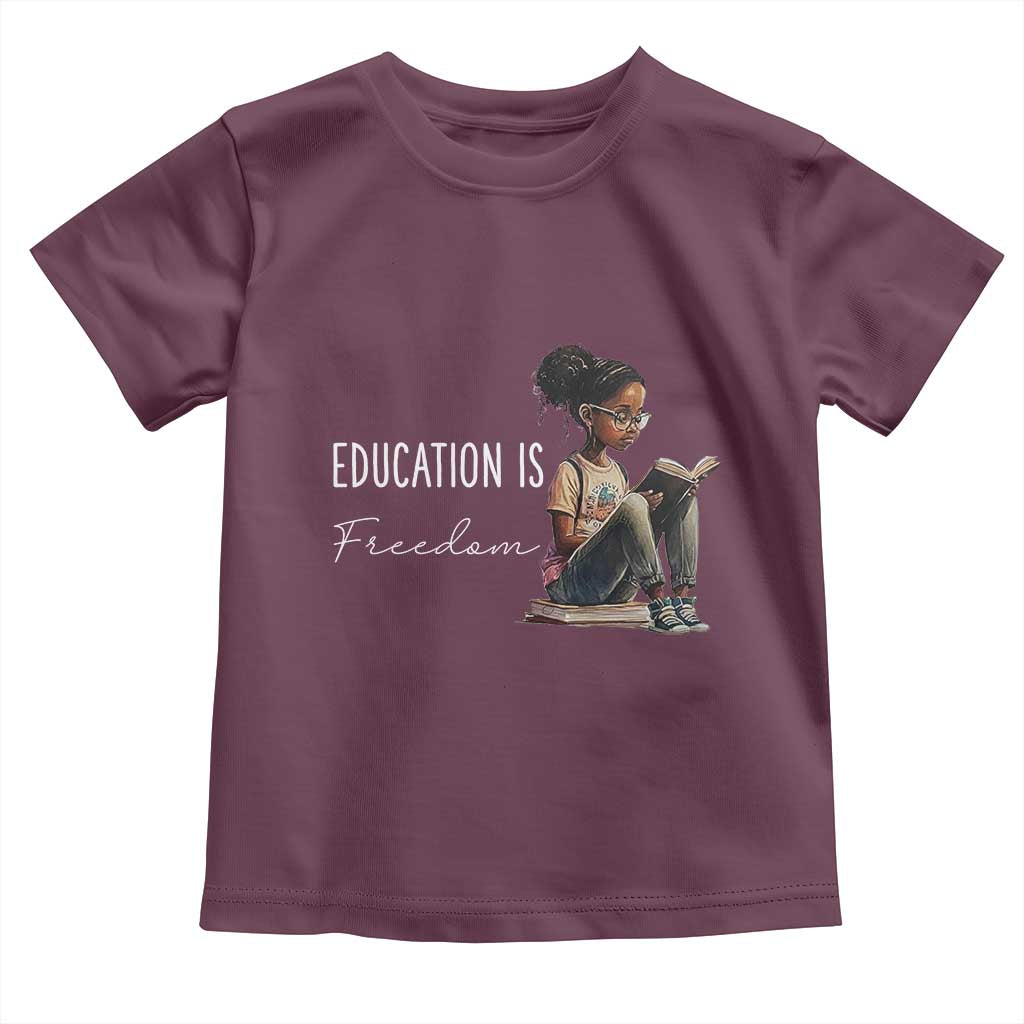 Education Freedom Toddler T Shirt Black Teacher Books TS14 Maroon Print Your Wear