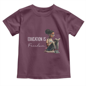Education Freedom Toddler T Shirt Black Teacher Books TS14 Maroon Print Your Wear