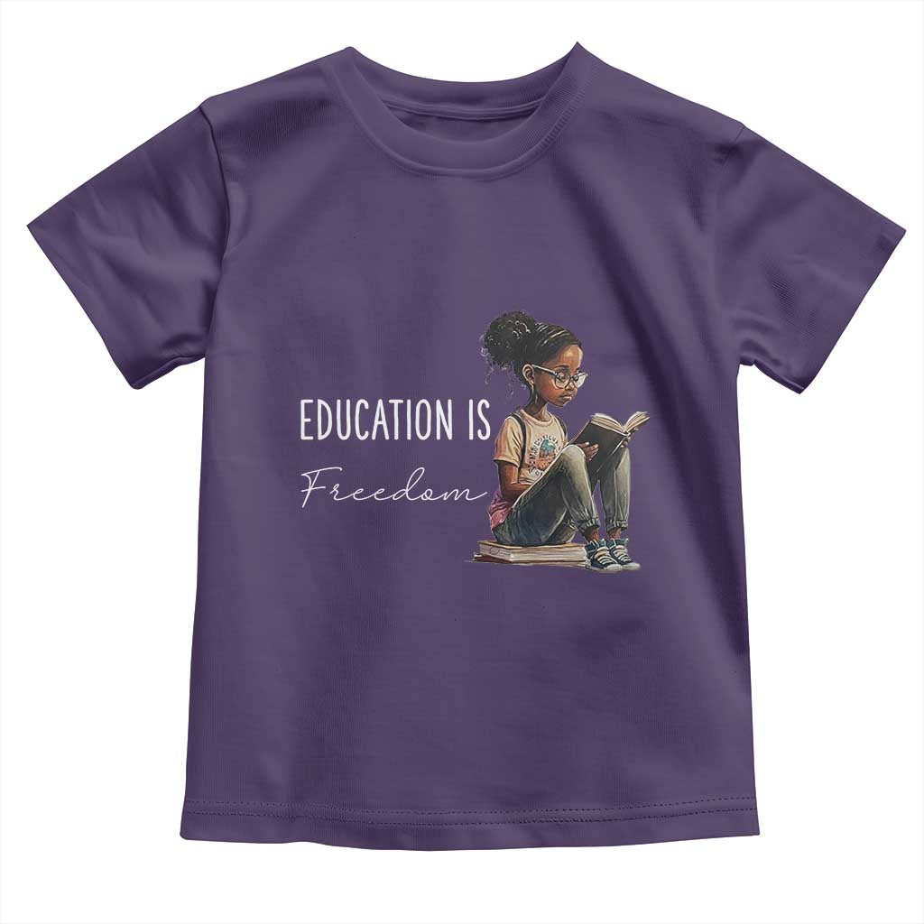 Education Freedom Toddler T Shirt Black Teacher Books TS14 Purple Print Your Wear