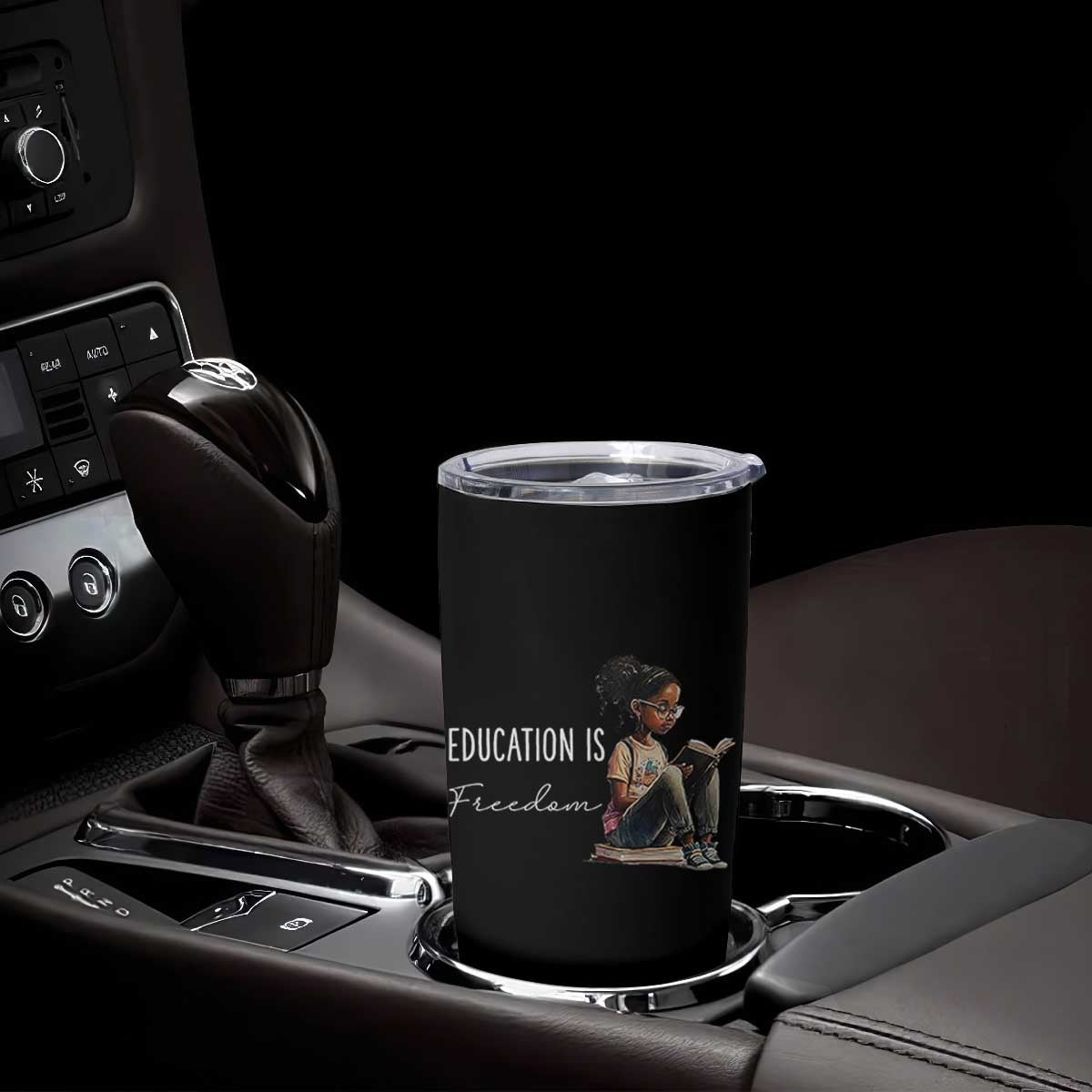 Education Freedom Tumbler Cup Black Teacher Books TS14 Print Your Wear