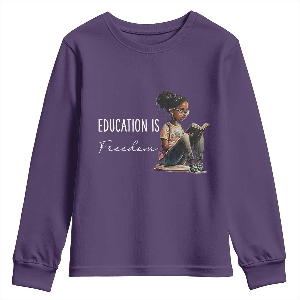 Education Freedom Youth Sweatshirt Black Teacher Books TS14 Purple Print Your Wear