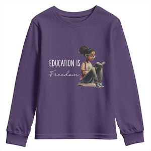 Education Freedom Youth Sweatshirt Black Teacher Books TS14 Purple Print Your Wear