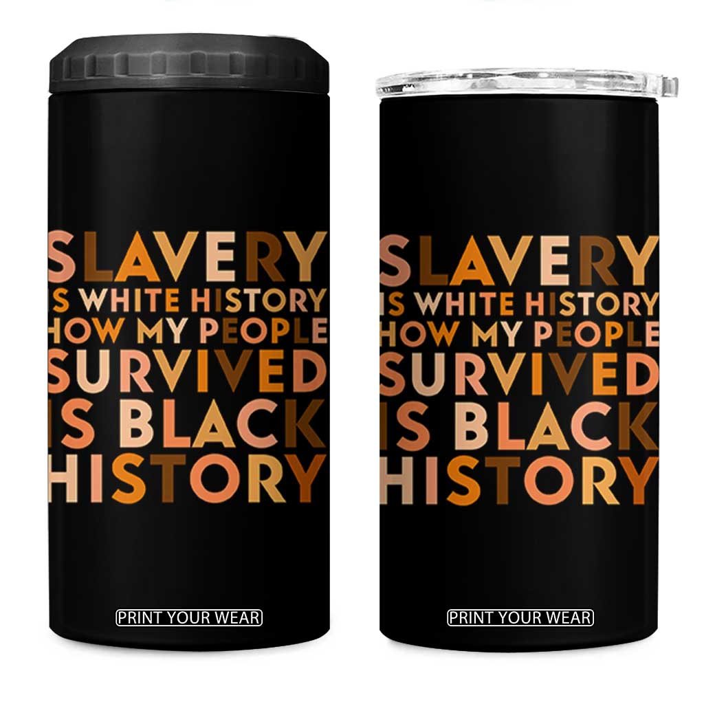 Black History Melanin 4 in 1 Can Cooler Tumbler Slavery Is White History How My People Survived Is Black History TS14 One Size: 16 oz Black Print Your Wear