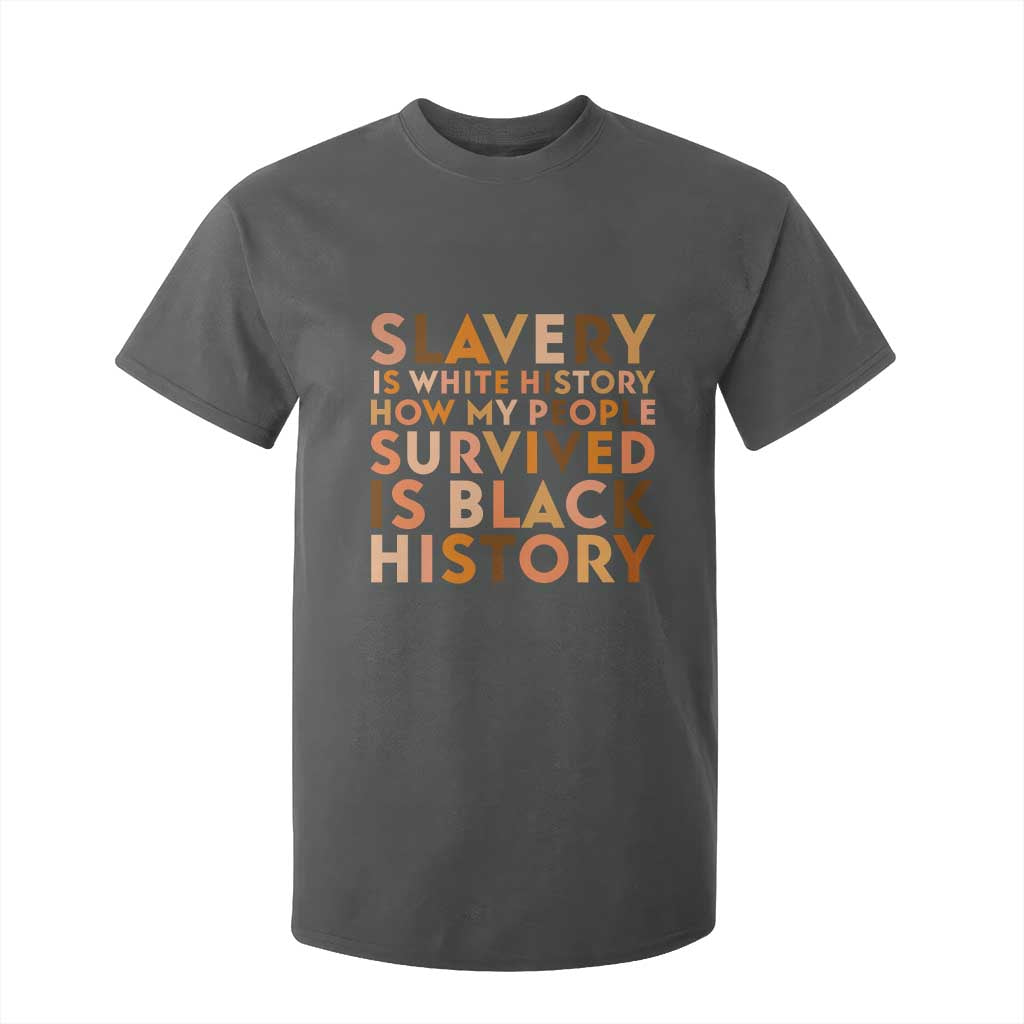 Black History Melanin T Shirt For Kid Slavery Is White History How My People Survived Is Black History TS14 Dark Heather Print Your Wear