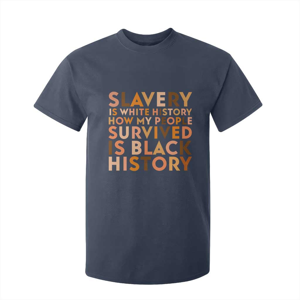 Black History Melanin T Shirt For Kid Slavery Is White History How My People Survived Is Black History TS14 Navy Print Your Wear