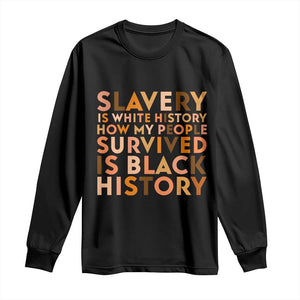 Black History Melanin Long Sleeve Shirt Slavery Is White History How My People Survived Is Black History TS14 Black Print Your Wear