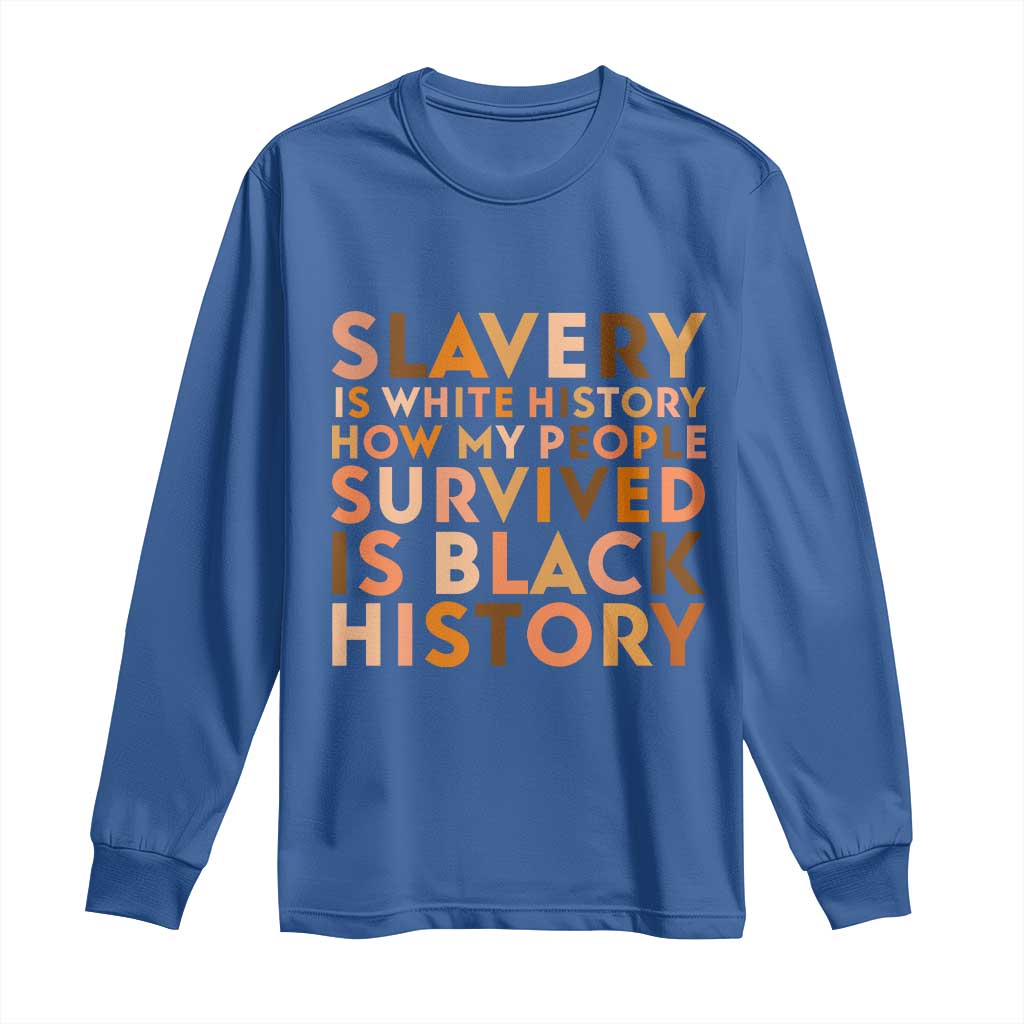 Black History Melanin Long Sleeve Shirt Slavery Is White History How My People Survived Is Black History TS14 Royal Blue Print Your Wear
