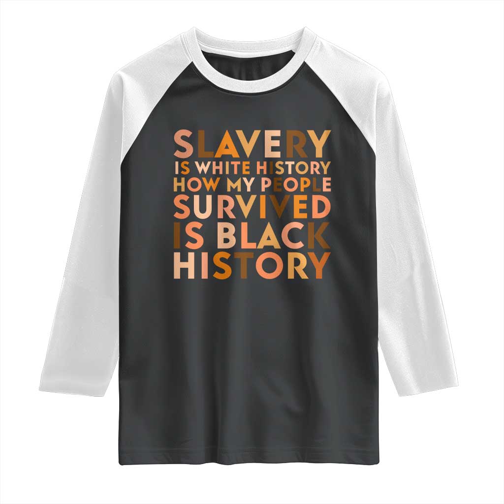 Black History Melanin Raglan Shirt Slavery Is White History How My People Survived Is Black History TS14 Black White Print Your Wear