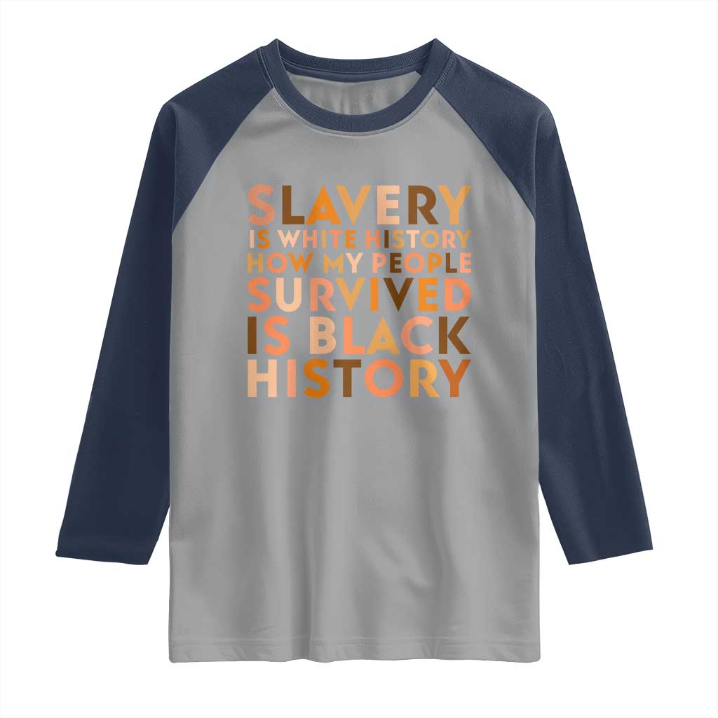 Black History Melanin Raglan Shirt Slavery Is White History How My People Survived Is Black History TS14 Sport Gray Navy Print Your Wear