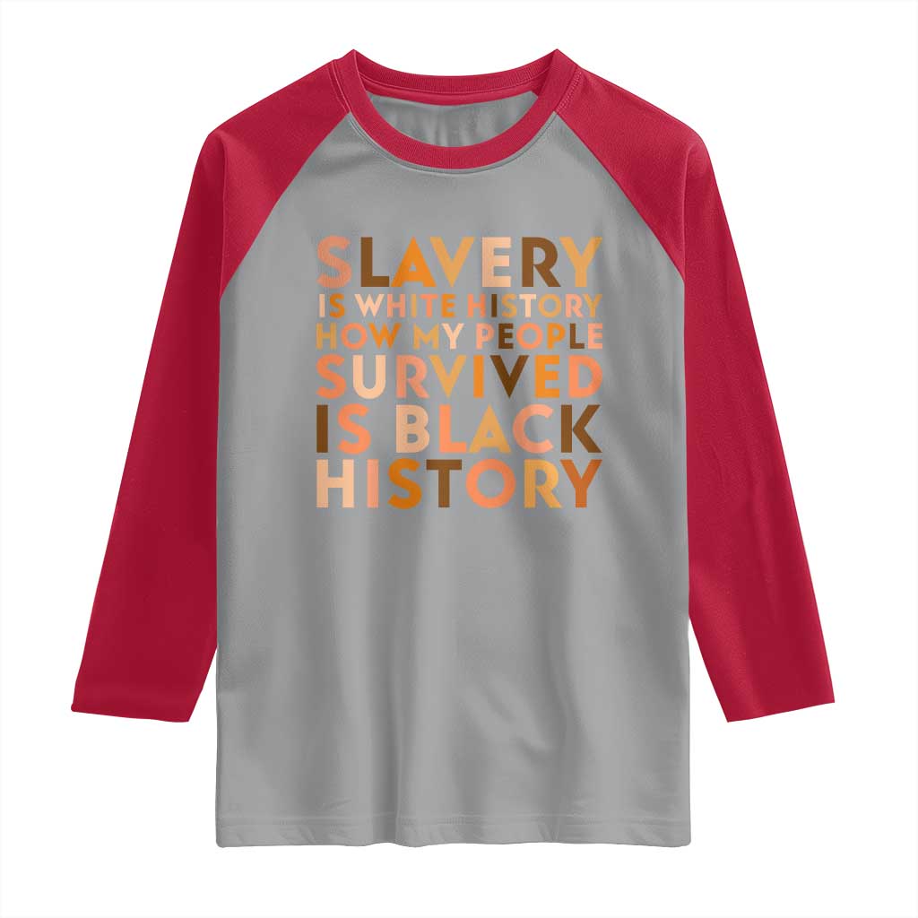 Black History Melanin Raglan Shirt Slavery Is White History How My People Survived Is Black History TS14 Sport Gray Red Print Your Wear