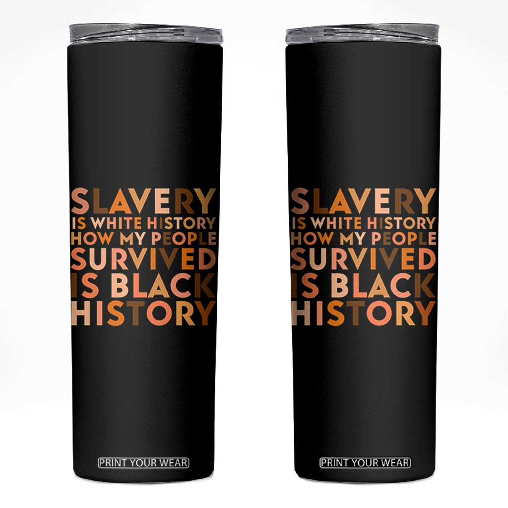 Black History Melanin Skinny Tumbler Slavery Is White History How My People Survived Is Black History TS14 Black Print Your Wear