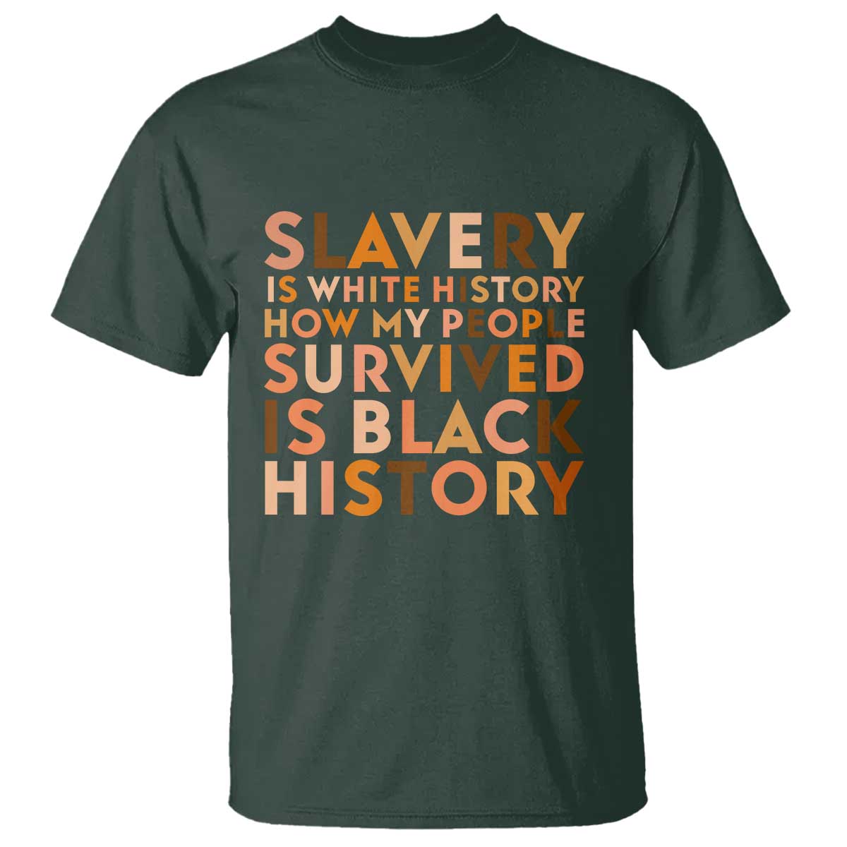 Black History Melanin T Shirt Slavery Is White History How My People Survived Is Black History TS14 Dark Forest Green Print Your Wear
