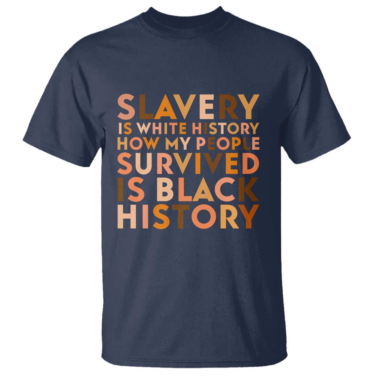 Black History Melanin T Shirt Slavery Is White History How My People Survived Is Black History TS14 Navy Print Your Wear