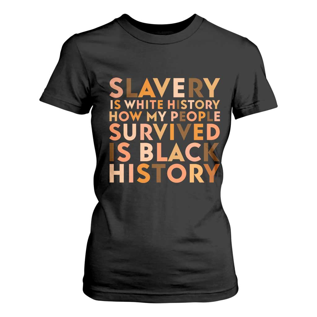 Black History Melanin T Shirt For Women Slavery Is White History How My People Survived Is Black History TS14 Black Print Your Wear