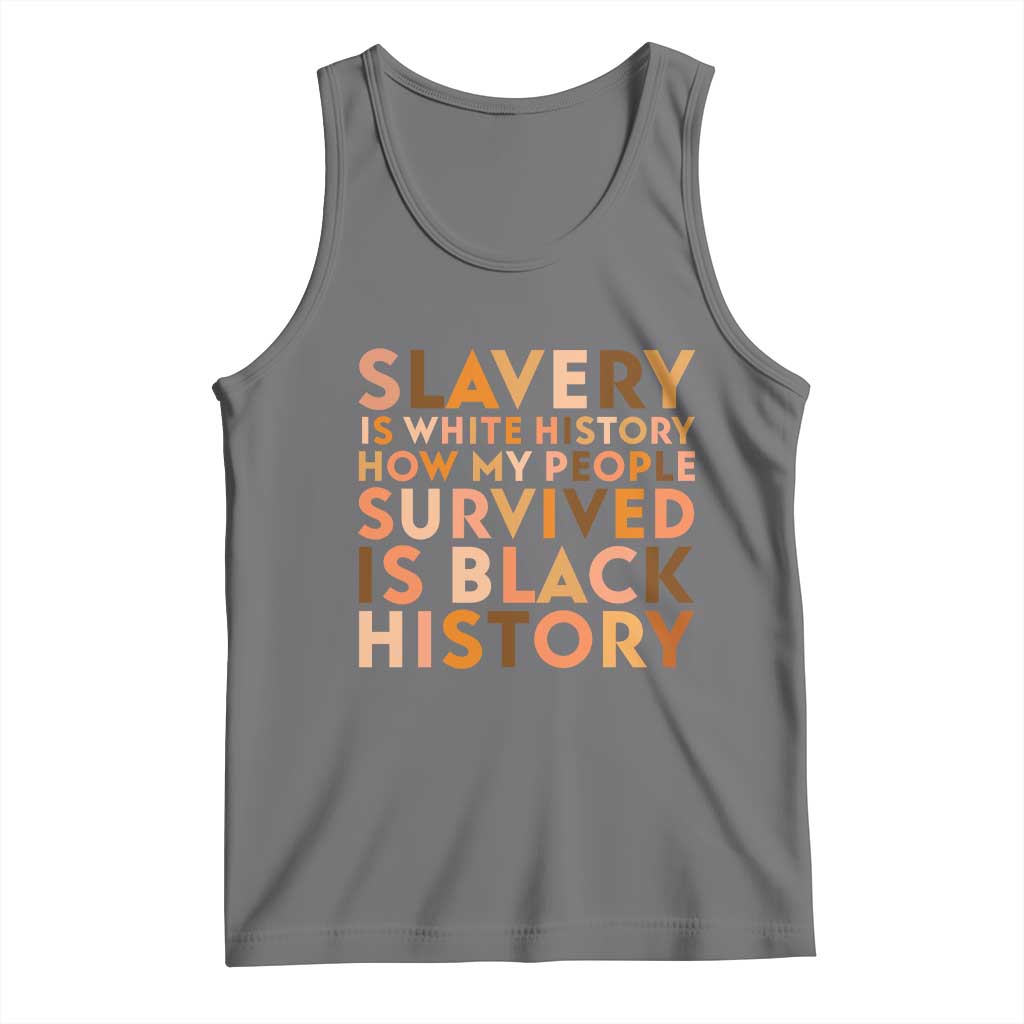 Black History Melanin Tank Top Slavery Is White History How My People Survived Is Black History TS14 Black Heather Print Your Wear
