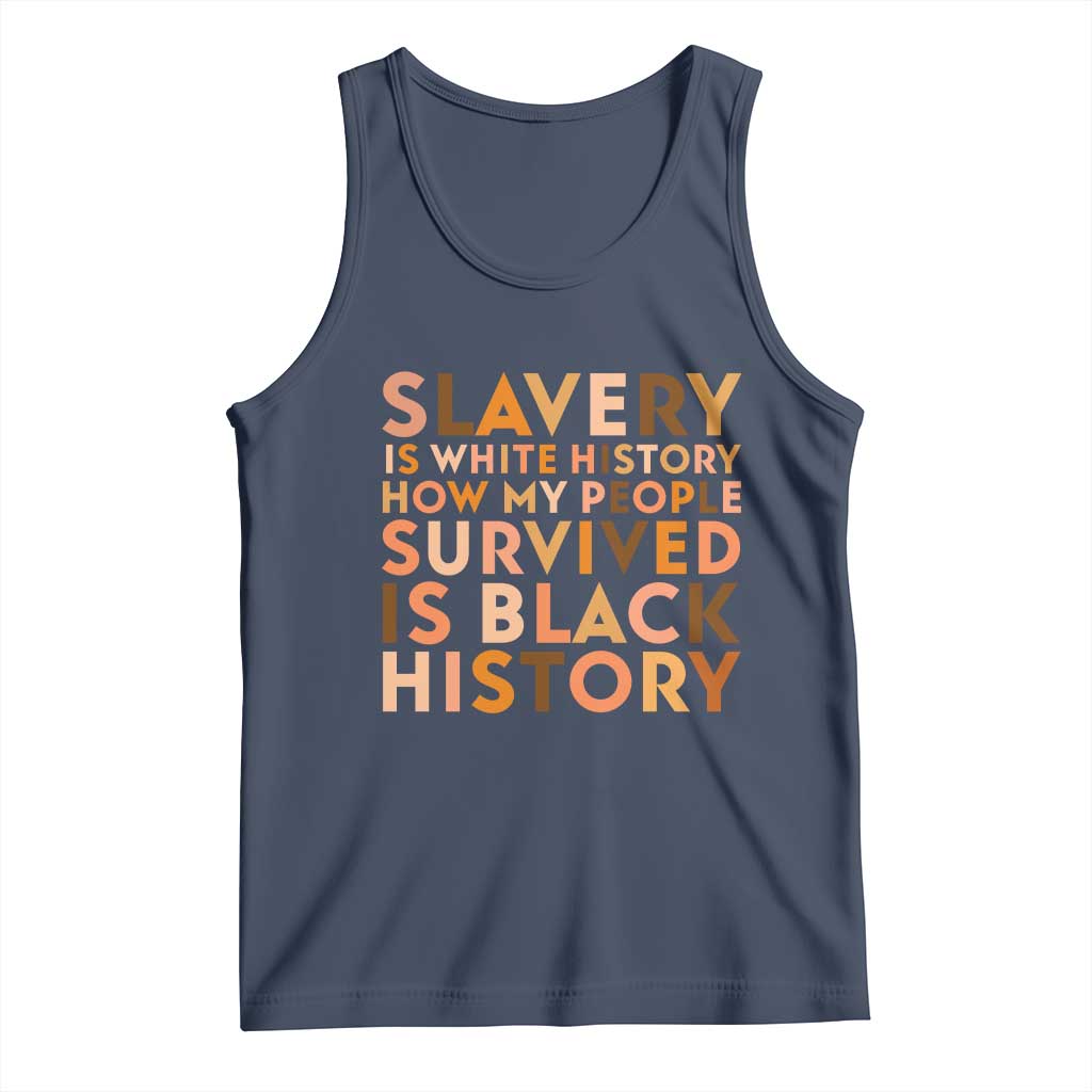 Black History Melanin Tank Top Slavery Is White History How My People Survived Is Black History TS14 Navy Print Your Wear