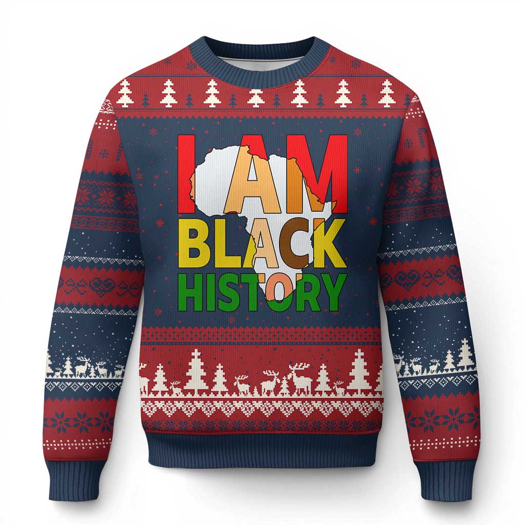 Black History Month African American Ugly Christmas Sweater I Am Black History TS14 Navy Red Print Your Wear