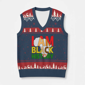 Black History Month African American V-Neck Knit Sweater Vest I Am Black History TS14 Navy Red Print Your Wear