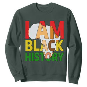 Black History Month African American Sweatshirt I Am Black History TS14 Dark Forest Green Print Your Wear