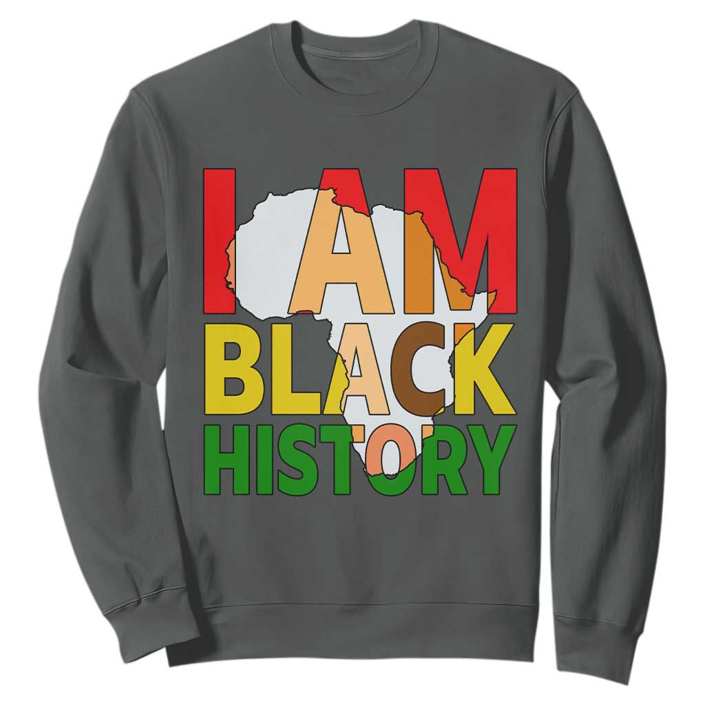 Black History Month African American Sweatshirt I Am Black History TS14 Dark Heather Print Your Wear