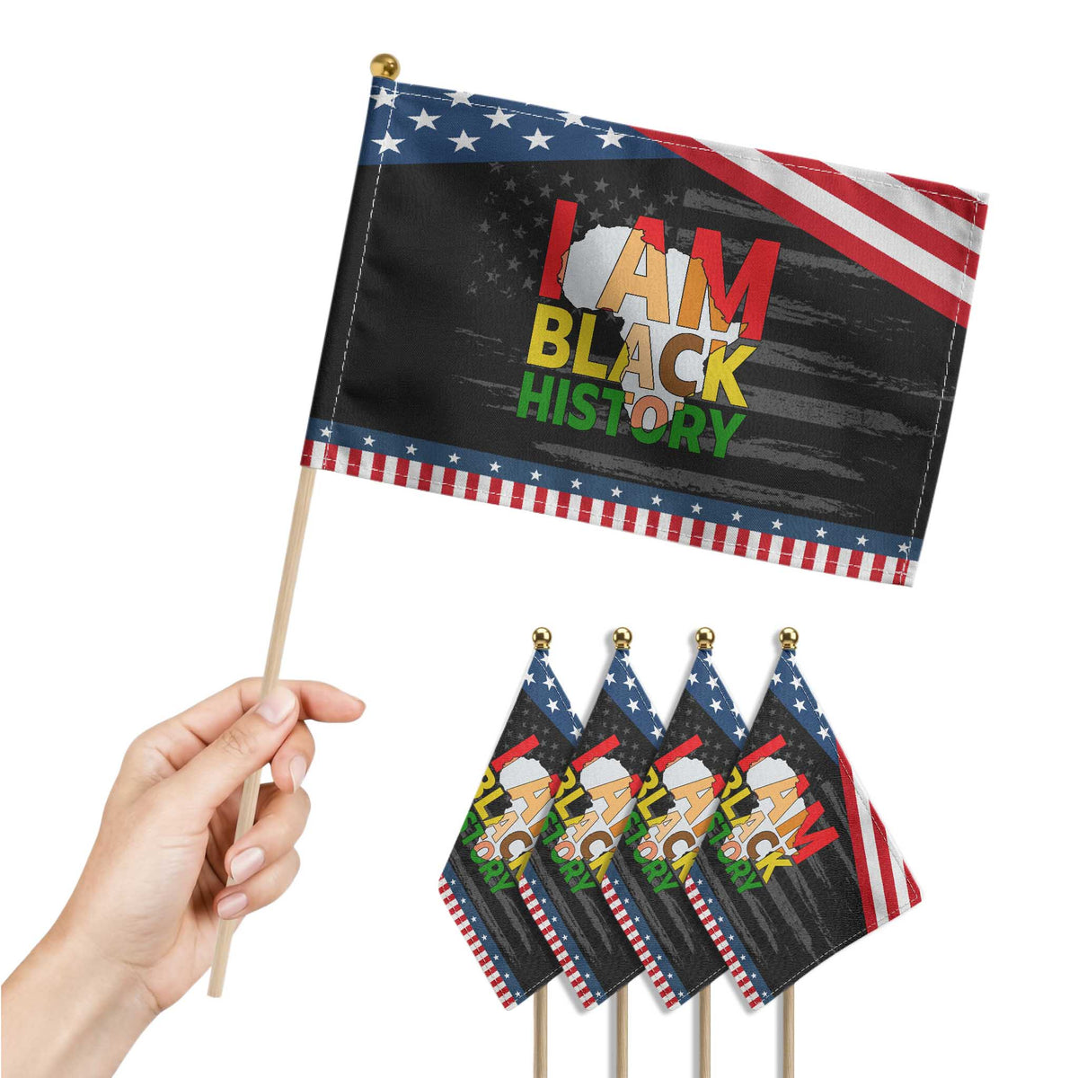 Black History Month African American Patriotic Handheld Flag I Am Black History TS14 Print Your Wear