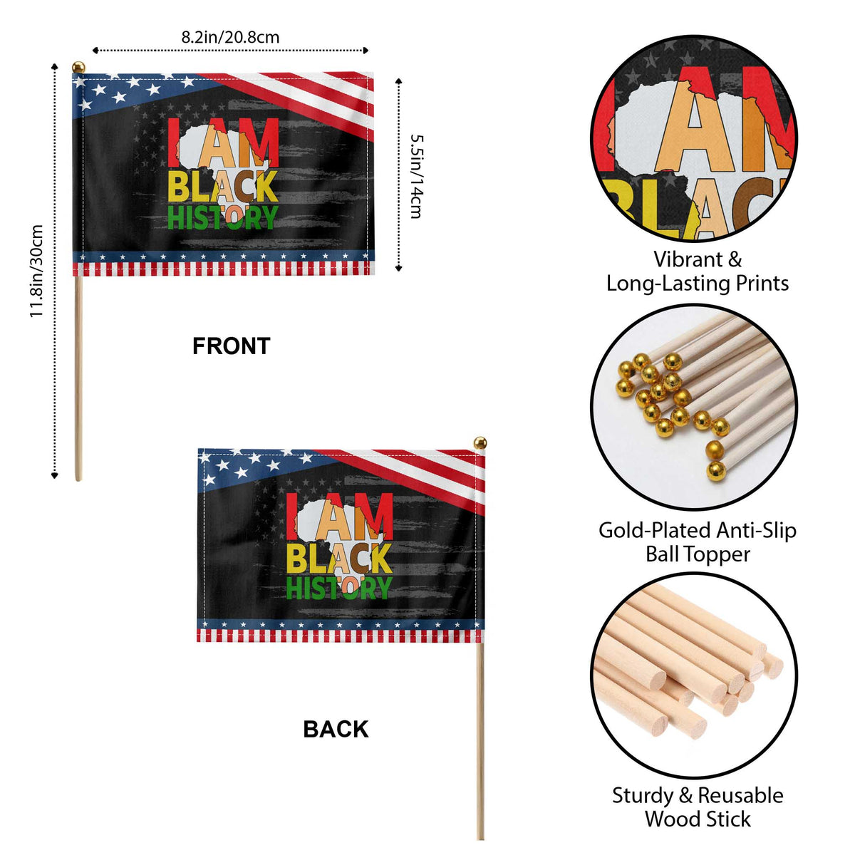 Black History Month African American Patriotic Handheld Flag I Am Black History TS14 Print Your Wear