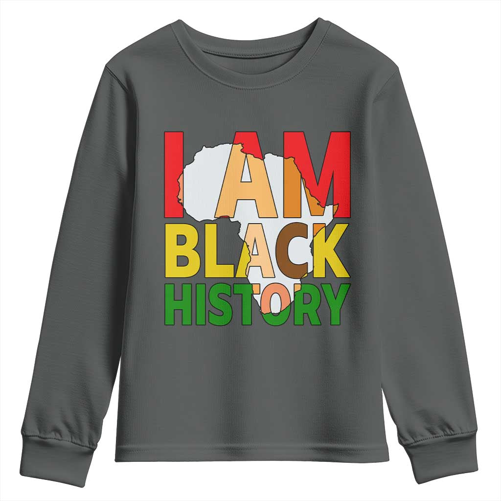 Black History Month African American Youth Sweatshirt I Am Black History TS14 Dark Heather Print Your Wear