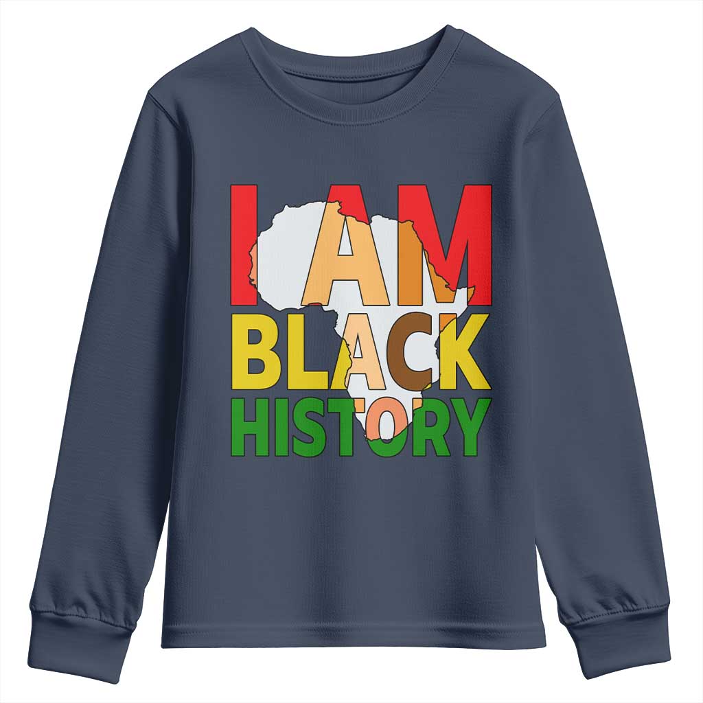Black History Month African American Youth Sweatshirt I Am Black History TS14 Navy Print Your Wear