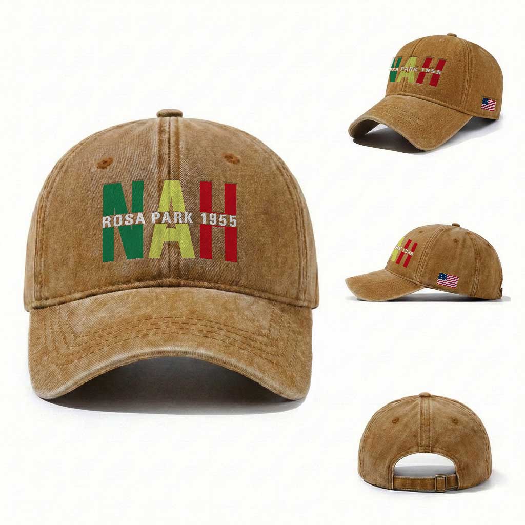 Nah Rosa Parks Quote Washed Cotton Baseball Cap Black Movement Protest TS14 Washed Cap Universal Fit Yellow Ochre Print Your Wear