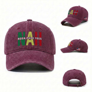 Nah Rosa Parks Quote Washed Cotton Baseball Cap Black Movement Protest TS14 Washed Cap Universal Fit Burgundy Print Your Wear