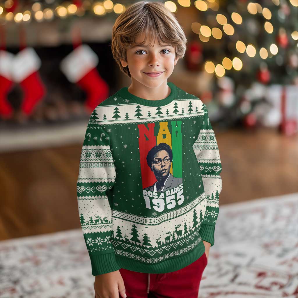 Nah Rosa Parks Quote Ugly Christmas Sweater Civil Rights African American TS14 Forest Green Beige Print Your Wear
