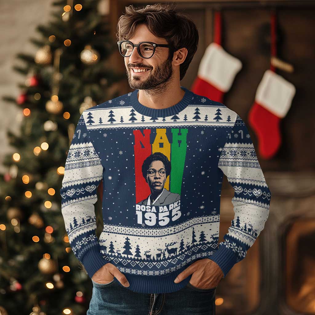 Nah Rosa Parks Quote Ugly Christmas Sweater Civil Rights African American TS14 Navy Beige Print Your Wear