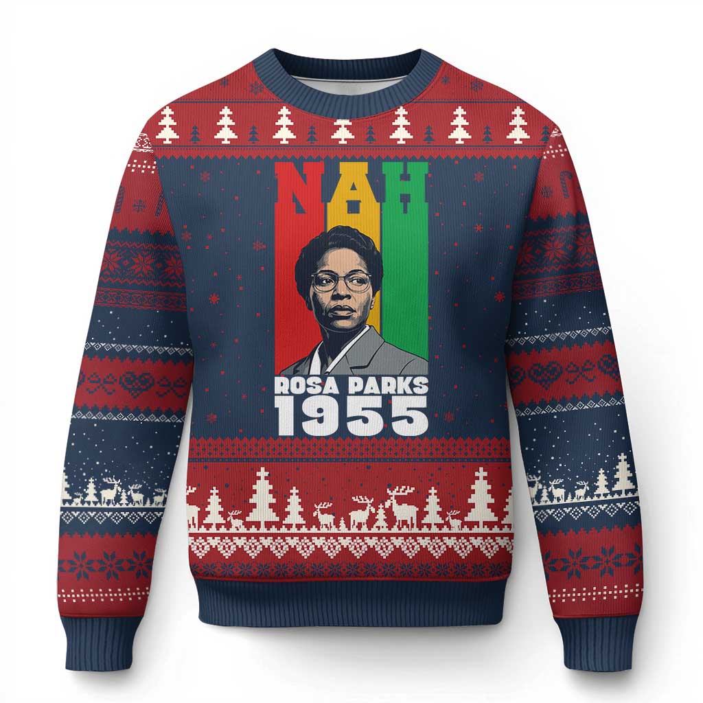 Nah Rosa Parks Quote Ugly Christmas Sweater Civil Rights African American TS14 Navy Red Print Your Wear