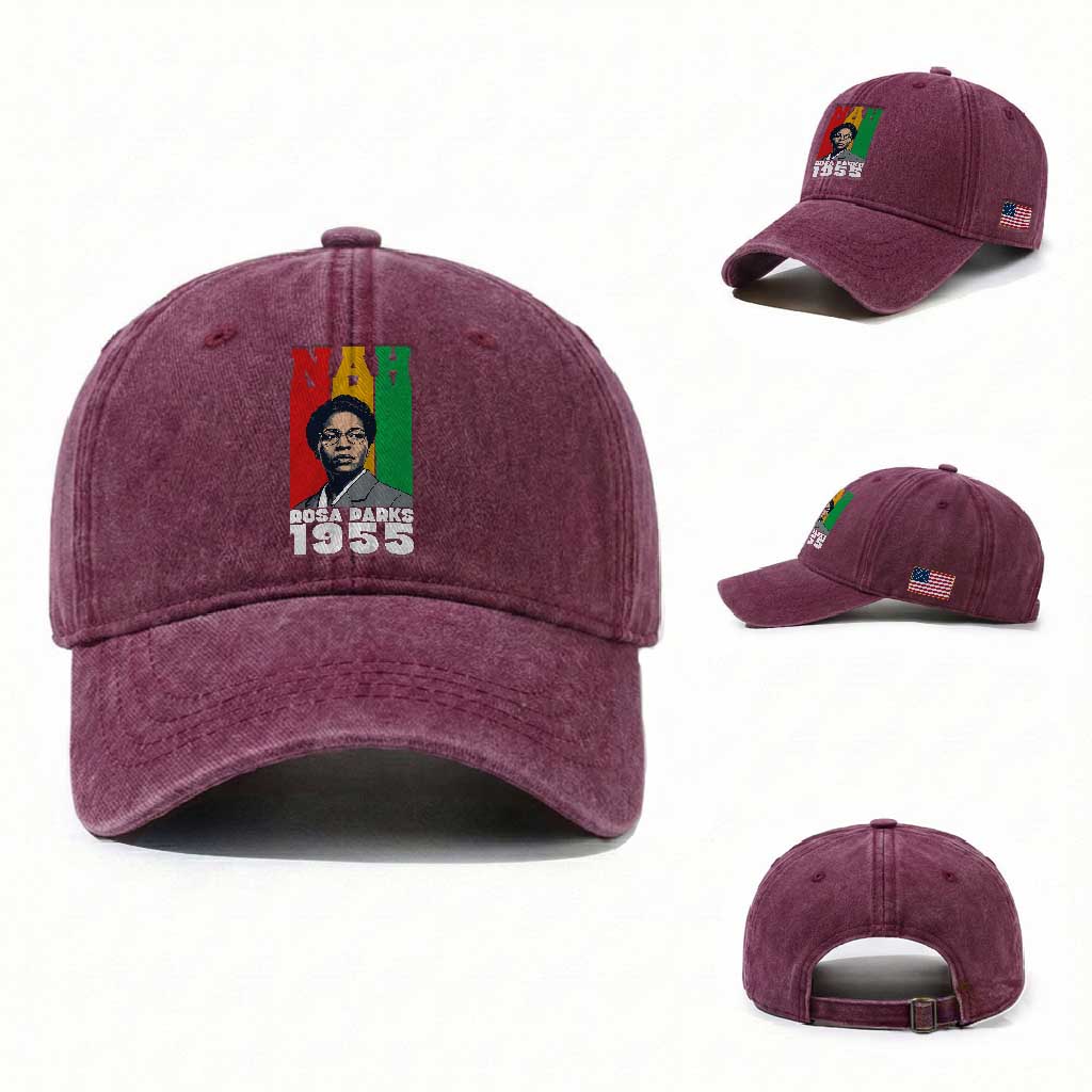 Nah Rosa Parks Quote Washed Cotton Baseball Cap Civil Rights African American TS14 Washed Cap Universal Fit Burgundy Print Your Wear