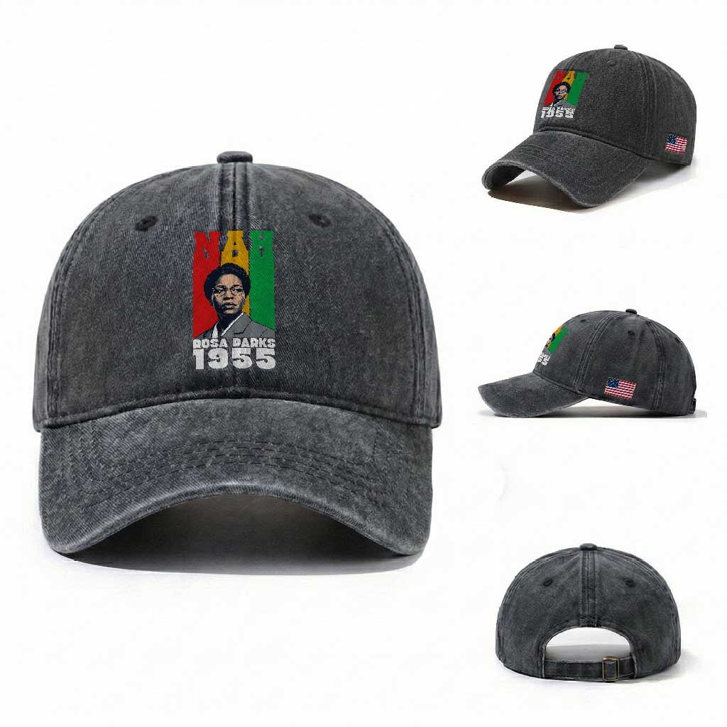 Nah Rosa Parks Quote Washed Cotton Baseball Cap Civil Rights African American TS14 Washed Cap Universal Fit Dark Gray Print Your Wear