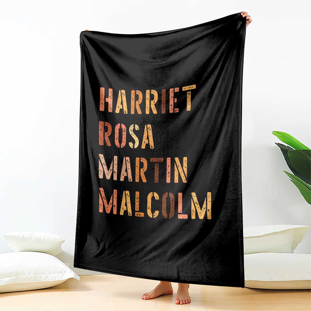 Black History Leaders Throw Blanket Harriet Rosa Martin Malcolm TS14 Print Your Wear