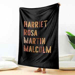 Black History Leaders Throw Blanket Harriet Rosa Martin Malcolm TS14 Print Your Wear