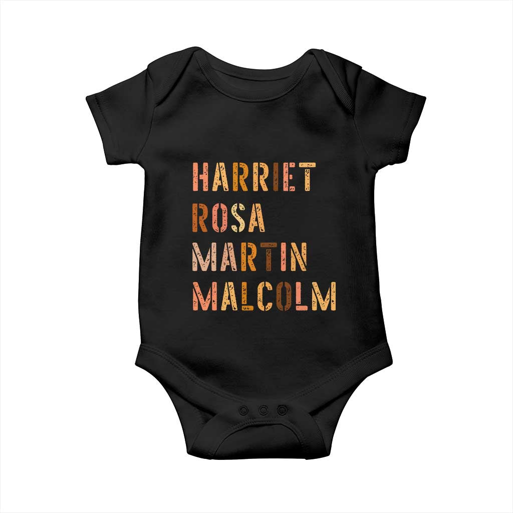 Black History Leaders Baby Onesie Harriet Rosa Martin Malcolm TS14 Black Print Your Wear