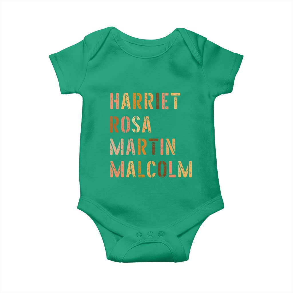 Black History Leaders Baby Onesie Harriet Rosa Martin Malcolm TS14 Irish Green Print Your Wear