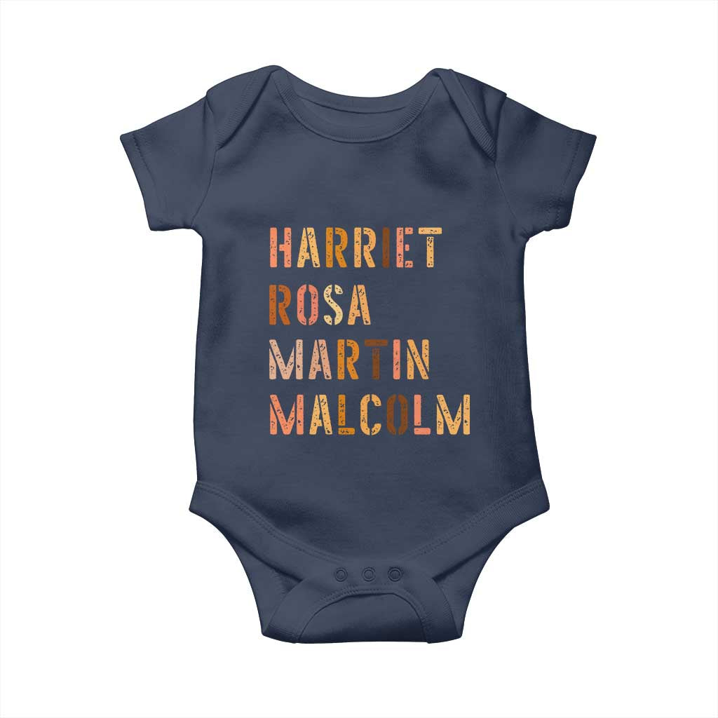 Black History Leaders Baby Onesie Harriet Rosa Martin Malcolm TS14 Navy Print Your Wear