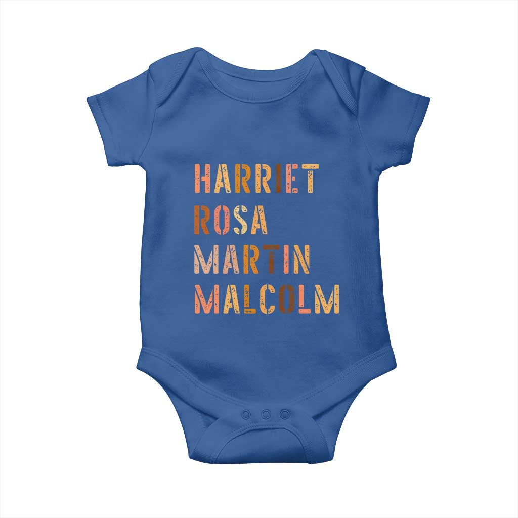 Black History Leaders Baby Onesie Harriet Rosa Martin Malcolm TS14 Royal Blue Print Your Wear