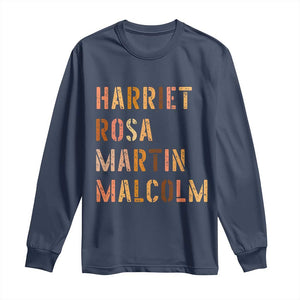 Black History Leaders Long Sleeve Shirt Harriet Rosa Martin Malcolm TS14 Navy Print Your Wear