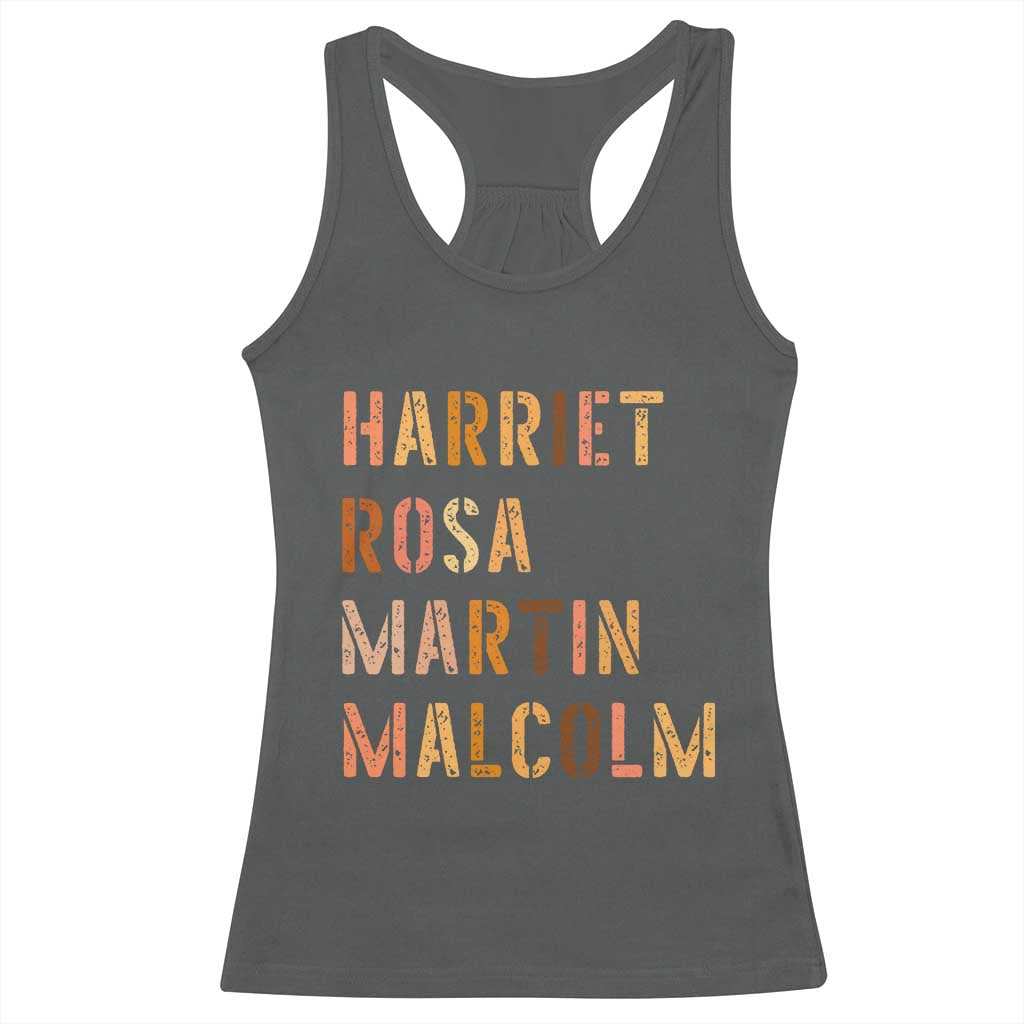 Black History Leaders Racerback Tank Top Harriet Rosa Martin Malcolm TS14 Dark Heather Print Your Wear