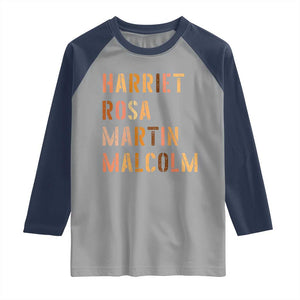 Black History Leaders Raglan Shirt Harriet Rosa Martin Malcolm TS14 Sport Gray Navy Print Your Wear