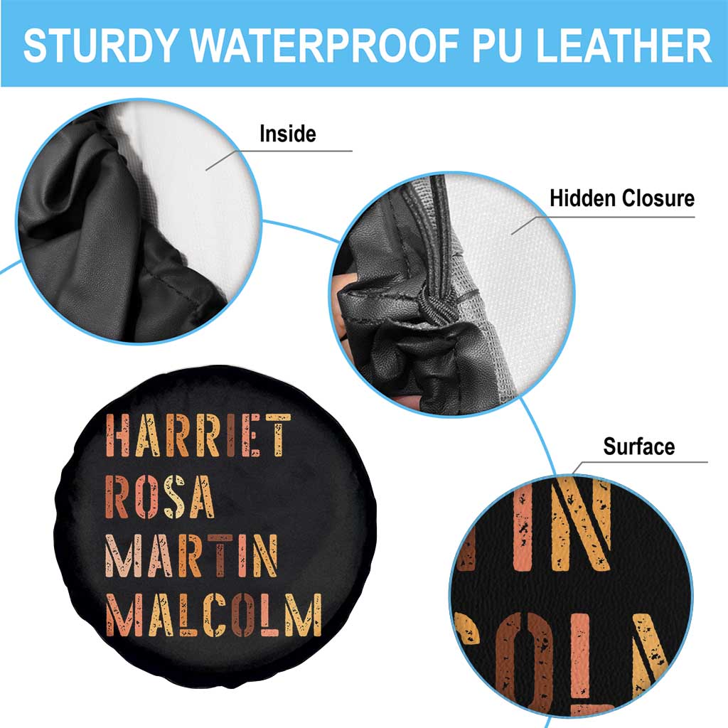 Black History Leaders Spare Tire Cover Harriet Rosa Martin Malcolm TS14 Print Your Wear