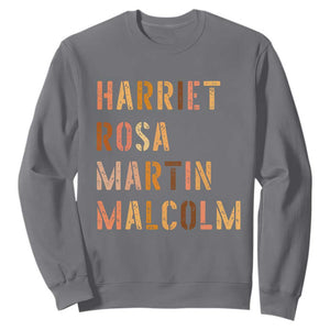 Black History Leaders Sweatshirt Harriet Rosa Martin Malcolm TS14 Charcoal Print Your Wear